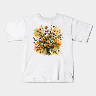 Ink wash painting of wildflowers Kids T-Shirt